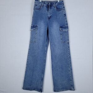 Pearl High-Rise Wide Leg Cargo Jeans